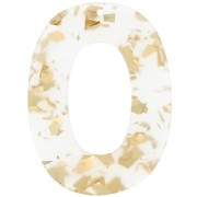 Pendente ovale cavo in acetato 47x35 mm - Glitter - Oro - Trasparente x1