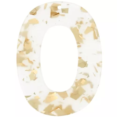Ciondolo ovale cavo in acetato 47x35 mm - Glitter - Oro - Trasparente x1