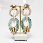 Pendente ovale cavo in acetato 47x35 mm - Glitter - Oro - Trasparente x1