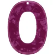 Pendente ovale cavo in acetato 47x35 mm - Guscio di tartaruga - Lampone perlato x1