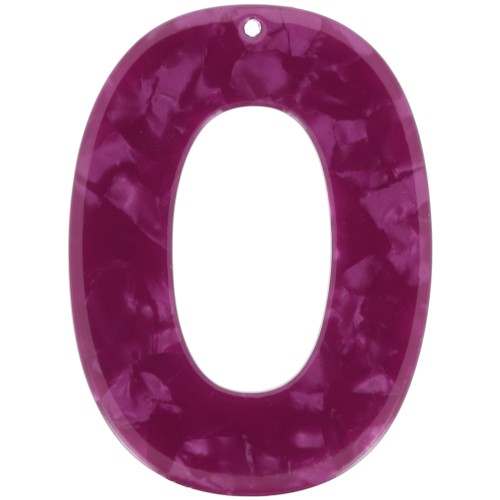 Pendente ovale cavo in acetato 47x35 mm - Guscio di tartaruga - Lampone perlato x1