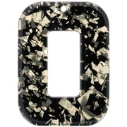 Pendente rettangolare in acetato 40x30 mm - Glitter - Oro - Nero x1