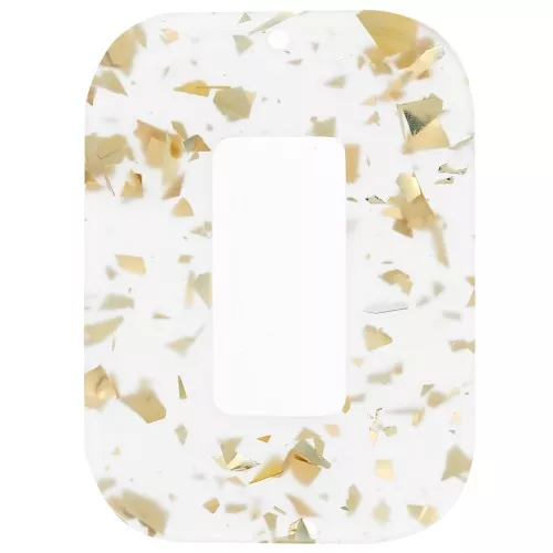 Ciondolo a forma di rettangolo cavo in acetato 40x30 mm - Glitter - Oro - Trasparente x1