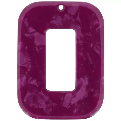 Ciondolo a forma di rettangolo cavo in acetato 40x30 mm - Tartaruga - Lampone perlato