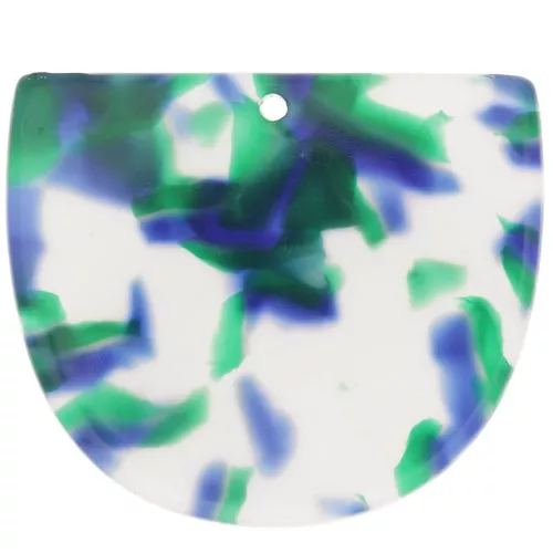 Pendente a mezzaluna in acetato 29x34 mm - Tartaruga - Blu scuro - Verde x1