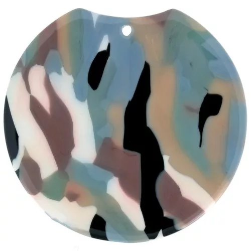 Pendente rotondo in acetato 35x37mm - Tartaruga - Grigio blu - Marrone