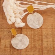 Pendente rotondo in acetato 35x37mm - Tartaruga - Grigio blu - Marrone