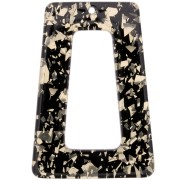 Pendente a trapezio cavo in acetato 50x35 mm - Glitter - Oro - Nero x1