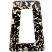 Pendente a trapezio cavo in acetato 50x35 mm - Glitter - Oro - Nero x1