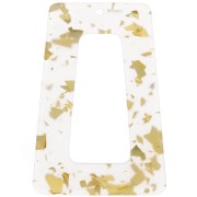 Pendente a trapezio cavo in acetato 50x35 mm - Glitter - Oro - Trasparente x1