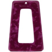 Pendente a trapezio cavo in acetato 50x35 mm - Tartaruga - Lampone perlato