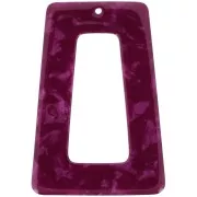 Pendente a trapezio cavo in acetato 50x35 mm - Tartaruga - Lampone perlato