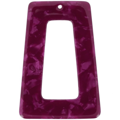 Pendente a trapezio cavo in acetato 50x35 mm - Tartaruga - Lampone perlato