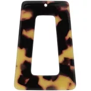 Pendente a trapezio cavo in acetato 50x35 mm - Tartaruga - Marrone - Nero x1