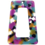 Pendente trapezio scavato in acetato 50x35mm Guscio tartaruga Fucsia Blu Cammello|raw }}