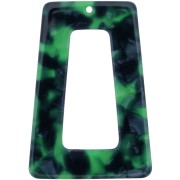 Pendente trapezio scavato in acetato50x35mm Guscio di tartaruga Verde scuro Nerox1|raw }}