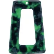 Ciondolo a trapezio cavo in acetato di guscio di tartaruga 50x35 mm - Verde scuro - Nero x1