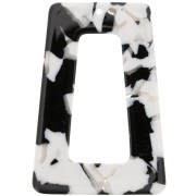 Pendente trapezio scavato in acetato 50x35 mm Guscio di tartaruga Nero - Bianco x1