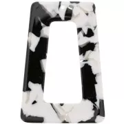 Pendente trapezio scavato in acetato 50x35 mm Guscio di tartaruga Nero - Bianco x1