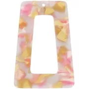 Pendente trapezio scavato in acetato50x35mm Guscio di tartaruga Rosa perlato Miele