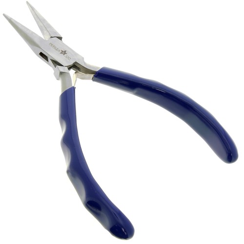 Pinza piatta con punte arrotondate e molla, 14,5 cm, impugnatura ergonomica, Perles&Co, blu, 1 pezzo