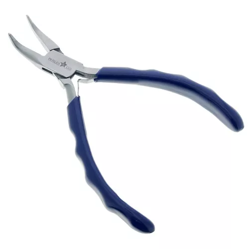 Pinza con naso a molla piegato da 14cm con impugnatura ergonomica Perles&co Blu x1