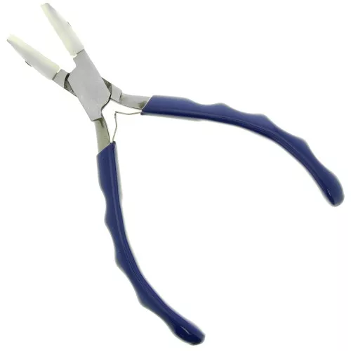 Pinza a molla piatta con punta in nylon 14cm-manico ergonomico di Perles&co Blu x1