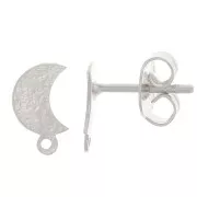 Orecchini perno forma di luna 9x6 mm con anello chiuso - Placcate argento x2