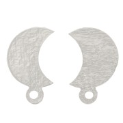 Orecchini perno forma di luna 9x6 mm con anello chiuso - Placcate argento x2