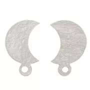 Orecchini perno forma di luna 9x6 mm con anello chiuso - Placcate argento x2