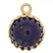 Castone pendente rotondo corona - per cabochon 8mm - placcato oro 3 micron x1