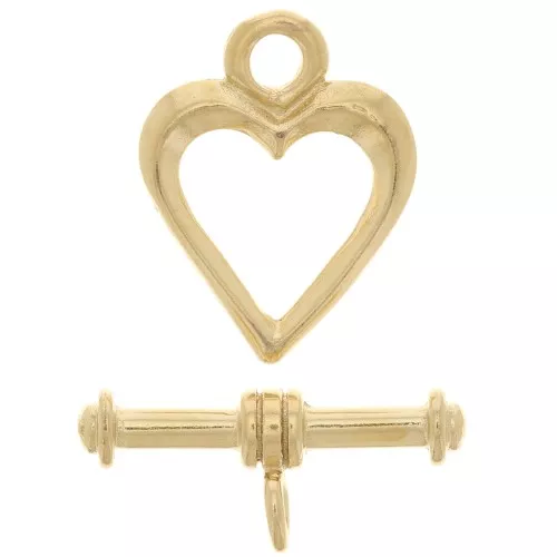 Chiusura a T cuore 16x12 mm - placcato oro 3 micron x1