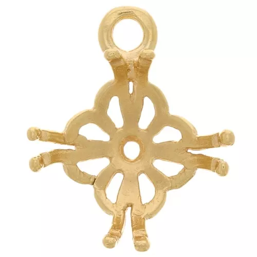 Pendente castone filigrana per semi-forate e rivoli 10 mm - Dorato oro fino x1