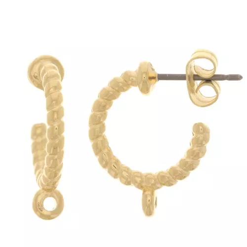 Orecchini aperti in corda ritorta con anello da 14 mm -Dorato con oro fino x2