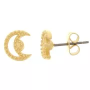 Orecchini perno luna scavata- palline 9x8 mm - Dorato oro fino x2