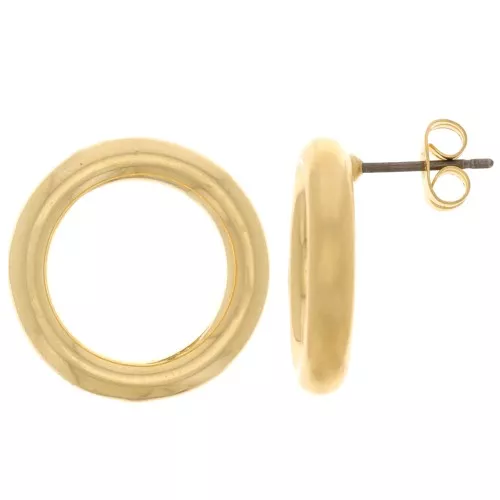 Orecchini perno - Cerchio scavato 19 mm - dorato con oro fino x2