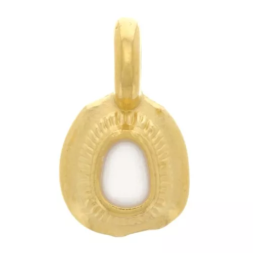 Charm etnico irregolare 11x6 mm con resina epossidica -Oro fino - Bianco x1