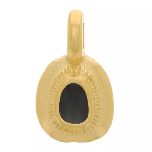 Ciondolo etnico irregolare 11x6 mm con resina epossidica -Oro fino - Nero x1