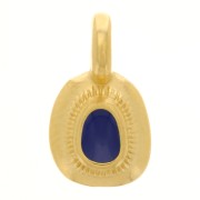 Ciondolo etnico irregolare 11x6 mm in resina epossidica - oro fino - Blu scuro