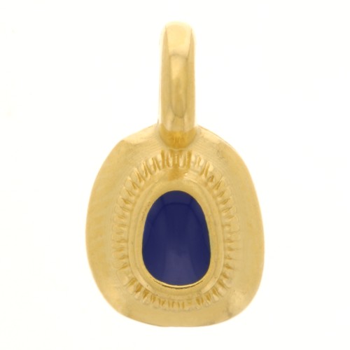Ciondolo etnico irregolare 11x6 mm in resina epossidica - oro fino - Blu scuro