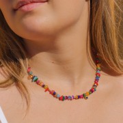 Ciondolo etnico irregolare 11x6 mm in resina epossidica - oro fino - Blu scuro