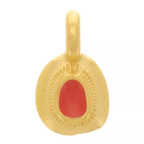 Ciondolo etnico irregolare 11x6 mm con resina epossidica - Oro fino - Arancione x1