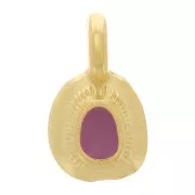 Charm etnico irregolare 11x6 mm con resina epossidica - Oro fino - Prugna x1