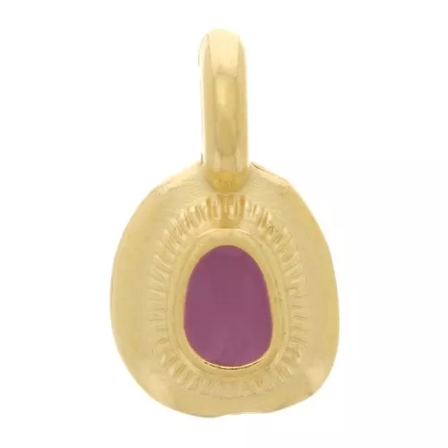 Charm etnico irregolare 11x6 mm con resina epossidica - Oro fino - Prugna x1