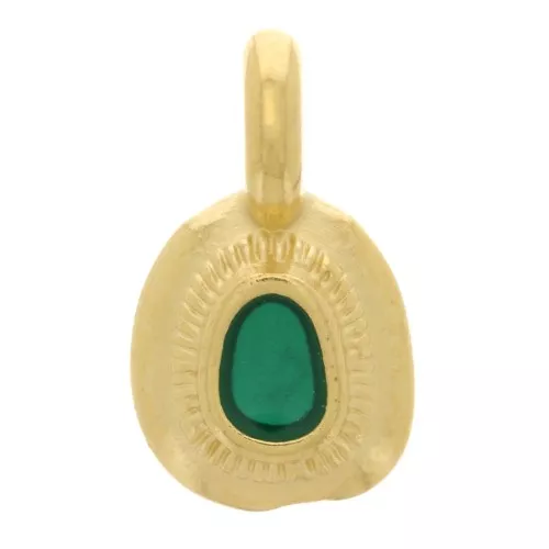 Ciondolo etnico irregolare 11x6 mm con resina epossidica -oro fino - Verde x1