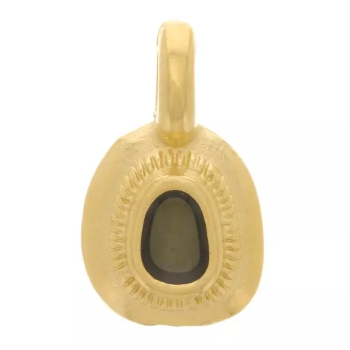 Ciondolo etnico irregolare 11x6 mm con resina epossidica - Oro fino - Grigio scuro