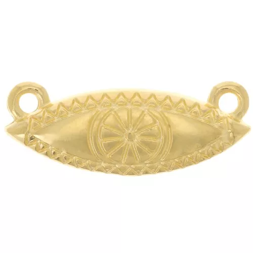 Distanziatore per collana occhio etnico 8,5x22 mm - dorato con oro fino x1