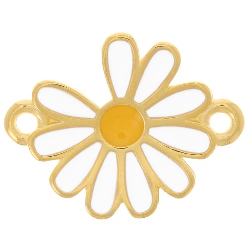 Distanziatore a margherita 15 mm con resina epossidica -dorato con oro - Bianco x1