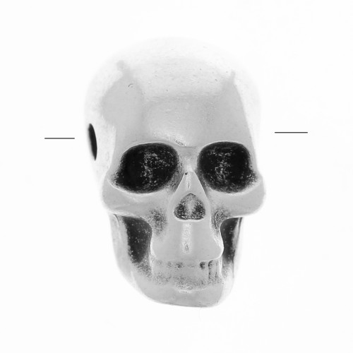 Perlina con teschio e ossa incrociate 9x7 mm - Placcatura argento antico x1
