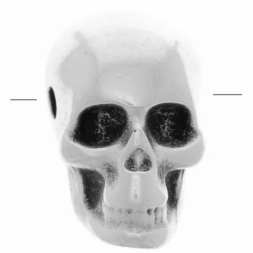 Perlina cranio 12x10 mm - foro grande - placcatura argento antico x1